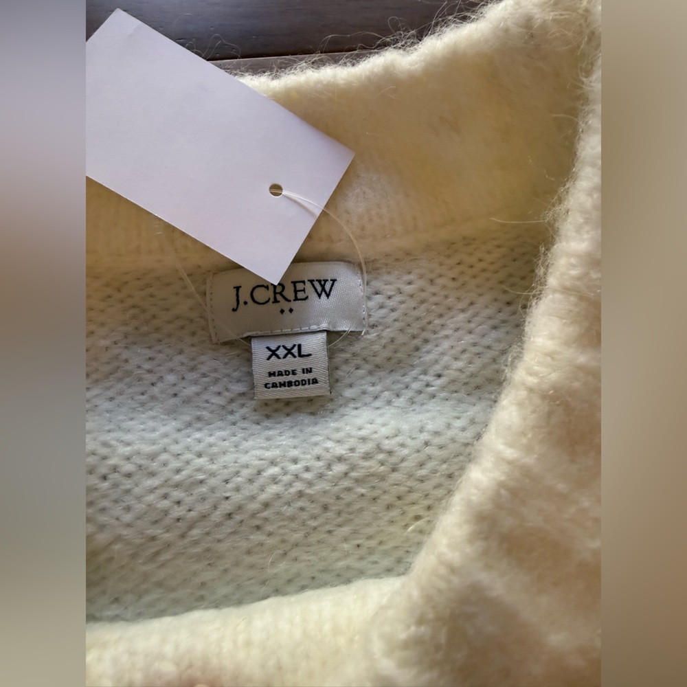 J.Crew Fuzzy Puff-Sleeve Sweater — NWT — Size XXL — Ivory - Picture 8 of 13